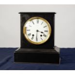 VICTORIAN BLACK SLATE MANTLE CLOCK, faintly signed GODWIN, HOLBURN, LONDON, the 6? enamelled Roman