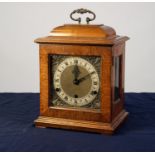 GEORGIAN STYLE MAHOGANY BRACKET CLOCK, the 5? brass dial with silvered chapter ring, matted centre