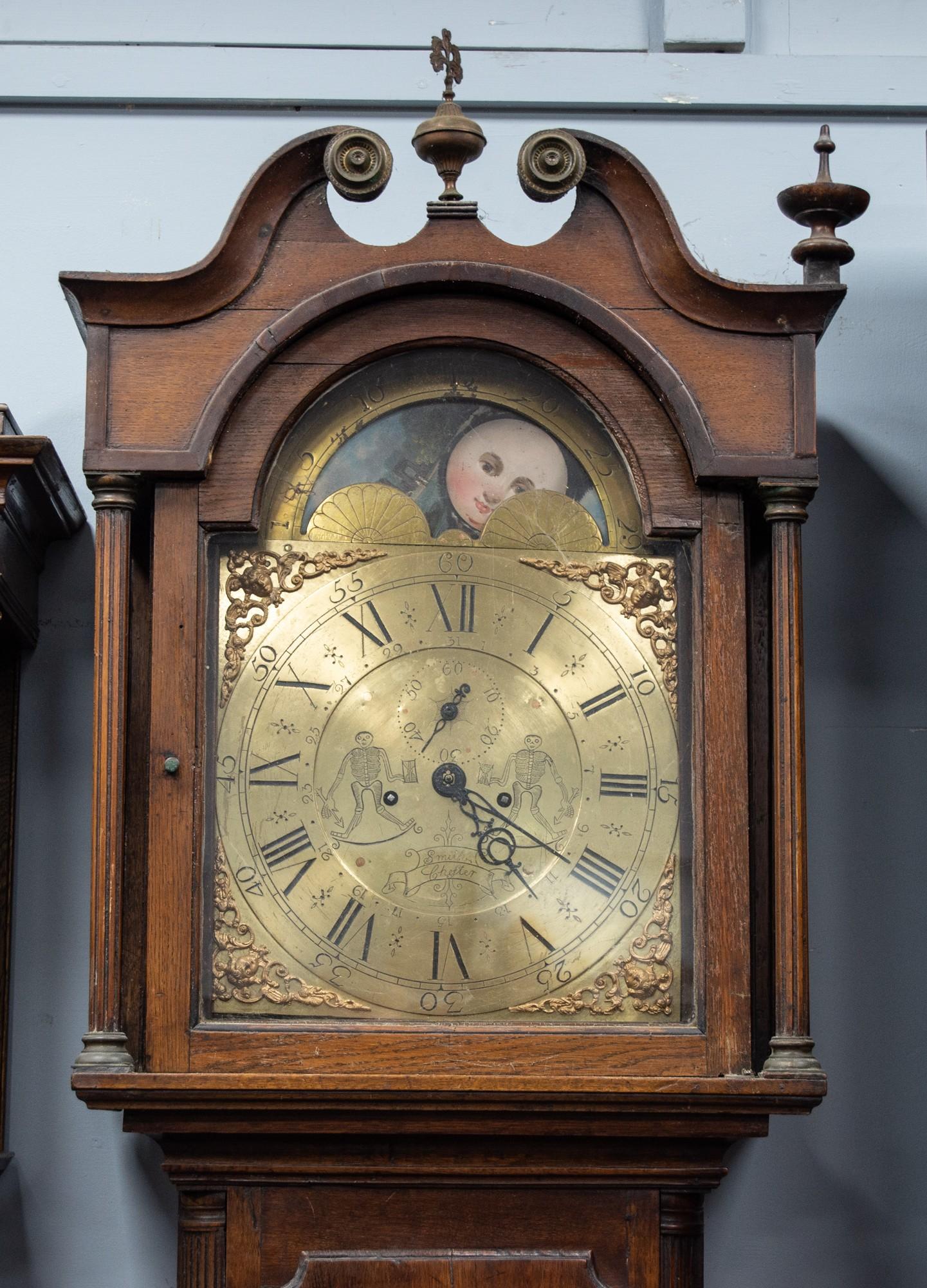 LATE EIGHTEENTH CENTURY OAK LONG CASED CLOCK WITH ROLLING MOON PHASE, SIGNED SMITH, CHESTER, the - Image 2 of 2