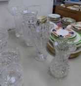 FOUR LARGE CUT GLASS VASES