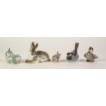 FOUR TWENTIETH CENTURY BING AND GRONDAHL ROYAL COPENHAGEN PORCELAIN ANIMALS AND BIRDS,