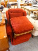 A SHERBORNE UPHOLSTERY LTD. ELECTRIC LOUNGE CHAIR WITH RECLINE AND TILT ACTION AND EXTENDING LEG