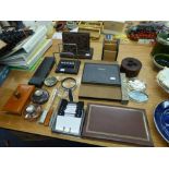 GOOD QUALITY DESK REQUITES INCLUDING; LINKS OF LONDON EP CARD INDEX, 4 MAGNIFYING GLASSES; PAIR OF