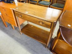 ERCOL ELM HALL TABLE, WITH ONE LONG DRAWER AND UNDER SHELF 2'7" WIDE