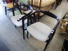 TWO BLACK PAINTED WOODEN TUB SHAPED KITCHEN CHAIRS  (2)