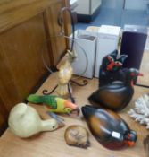 'FEATHERS GALLERY' TWO HAND PAINTED AND CARVED WOOD MODELS OF REDNECKED FRANCOLIN BIRDS, LIMITED