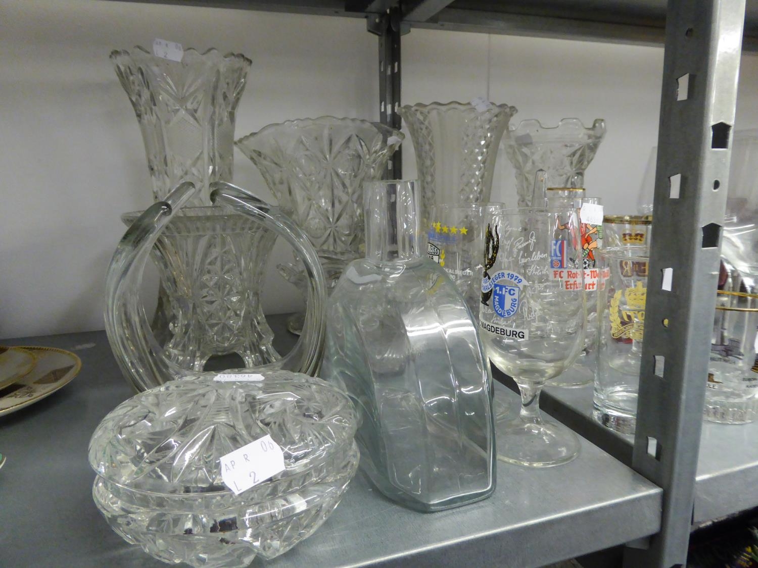 A STUDIO GLASS BALUSTER VASE, DRINKING GLASSES AND OTHER GLASS WARE - Image 2 of 2