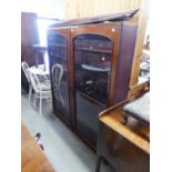 A VICTORIAN MAHOGANY SUPERSTRUCTURE BOOKCASE WITH ARCHED TOP GLAZED DOORS (A.F.)(ORIGINALLY THE