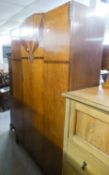 OAK CARVED ART DECO STYLE SINGLE DOOR WARDROBE HAVING FAN DECORATION TO THE DOOR