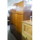 OAK CARVED ART DECO STYLE SINGLE DOOR WARDROBE HAVING FAN DECORATION TO THE DOOR