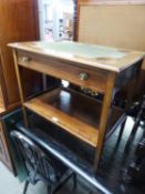 AN EDWARDIAN LINE INLAID MAHOGANY  CARD TABLE, WITH DRAWER AND SHELF BELOW, (reduced in height)