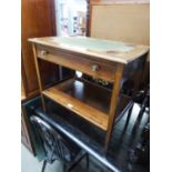 AN EDWARDIAN LINE INLAID MAHOGANY  CARD TABLE, WITH DRAWER AND SHELF BELOW, (reduced in height)