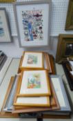 EIGHT PINE FRAMED MODERN NURSERY PICTURES, ONE PAIR FEATURING TEDDY BEARS AND FIVE OTHER FRAMED