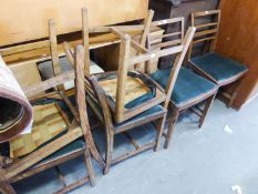 A SET OF SIX 1960'S LADDER BACK DINING CHAIRS WITH DROP-IN SEATS
