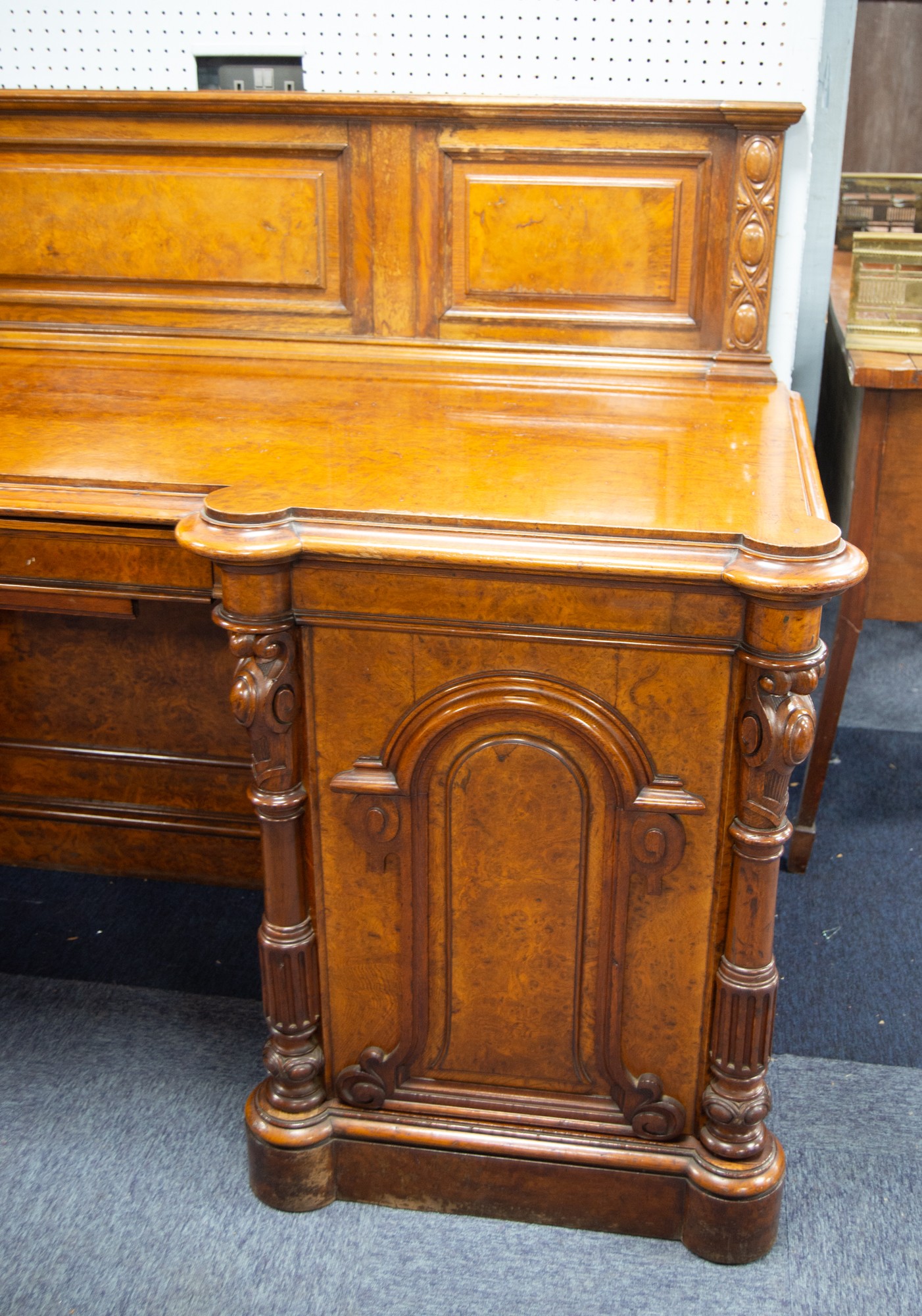 LAMB OF MANCHESTER, IMPRESSIVE CARVED POLLARD OAK SIDEBOARD, NUMBERED 6526, the triple panelled back - Image 2 of 4