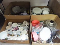 DOMESTIC CERAMICS VARIOUS AND A LARGE QUANTITY OF KITCHENWARE (CONTENTS OF 4 BOXES)