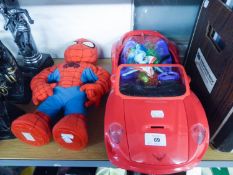 A CHINA MADE PLASTIC CAR AND SPIDERMAN SOFT TOY (2)