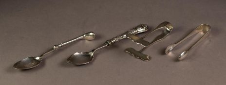 GEORGE V PAIR OF SILVER SUGAR TONGS BY ELKINGTON & Co, Birmingham 1915, together with an