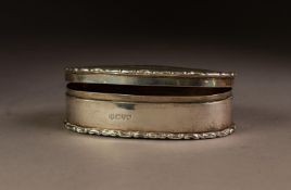 EDWARD VII ENGINE TURNED SILVER TRINKET BOX BY GEORGE NATHAN & RIDLEY HAYES, of oval form raised C