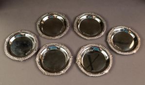 SET OF SIX IRISH SILVER COASTERS WITH SPECIAL SWORD OF LIGHT HALLMARK, each with plain centre and