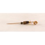 VICTORIAN 18ct GOLD STICK PIN, the top with an old cut solitaire diamond, approximately 1/4 ct, in