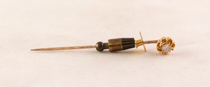 VICTORIAN 18ct GOLD STICK PIN, the top with an old cut solitaire diamond, approximately 1/4 ct, in