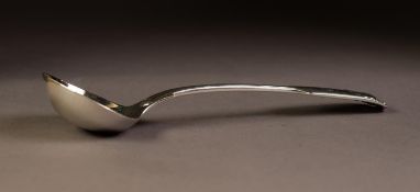 LATE VICTORIAN SILVER HEAVY QUALITY SAUCE LADLE, fiddle thread and shell pattern, double struck,