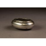 GUSTAVE KELLER, PARIS, SILVER COLOURED METAL POCKET SNUFF OR PILL BOX, of oval form with gilt