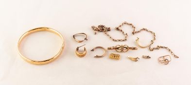 SMALL SELECTION OF HALLMARKED 9ct & 18ct SCRAP GOLD and unhallmarked GOLD COLOURED METAL, to include