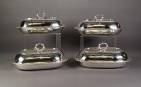 SET OF FOUR GEORGE III SILVER ENTRÉE DISHES AND COVERS BY ROBERT GARRARD OR RICHARD COOK(E), each of