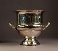 ELECTROPLATED TWO HANDLED WINE COOLER, of campana form with circular base, 8 ½? 21.6cm) high