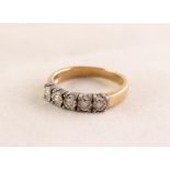 9ct GOLD HALF-HOOP RING, illusion set with five small diamonds, 2.8 gms gross
