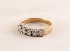 9ct GOLD HALF-HOOP RING, illusion set with five small diamonds, 2.8 gms gross