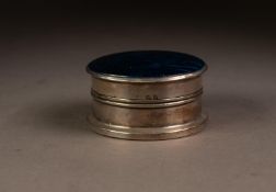 GEORGE V BUTTERFLY WING AND SILVER TRINKET BOX, of cylindrical form with domed cover and wood insert