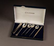 SET OF THREE BLACK BEAN TOPPED SILVER COFFEE SPOONS, Birmingham 1924, together with a SILVER