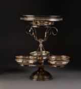 ELECTROPLATE TABLE CENTRE FRUIT EPERGNE with loose large centre raised bowl and three smaller
