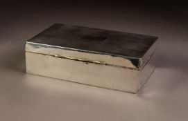 SILVER OBLONG TABLE CIGARETTE BOX, the hinged lid with engine turned decoration, 6in x 3 1/2in x 1