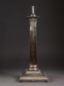 EDWARDIAN ELECTROPLATED CORINTHIAN COLUMN ELECTRIC TABLE LAMP, without electrical filament, 16 1/2in