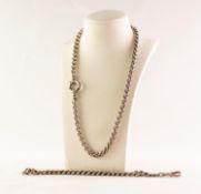 SILVER BRAIDED NECKLACE and a silver curb link BRACELET, 3 ozs all in