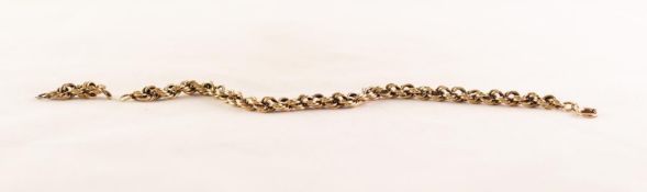 9ct GOLD BRAIDED CHAIN BRACELET, with detached section, 15.9 gms all in