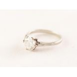 PLATINUM OR WHITE GOLD SOLITAIRE DIAMOND SET RING, approximately 1.25 carat (spread)