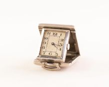 LADY'S VINTAGE ROLLS SWIS SILVER OBLONG BAG SHAPED TRAVEL WATCH with Swiss 15 jewels mechanical