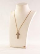 9ct GOLD WHITE STONE SET CRUCIFIX on a 9ct GOLD CHAIN, an associated PAIR OF 9ct GOLD tiny white