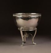 GEORGE V RAISED SILVER BOWL BY JAMES DIXON & SON, of deep, steep sided form with slender lattice