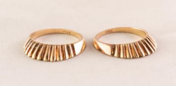 PAIR OF ROLLED GOLD RINGS with fluted fan shaped tops, miscellaneous COSTUME JEWELLERY, a SILVER