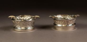 FARHAT SILVER, PAIR OF EMBOSSED SILVER COLOURED METAL ASHTRAYS, each of circular form with