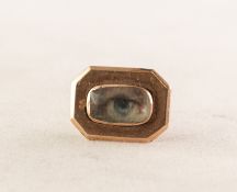 VICTORIAN SMALL ROLLED GOLD RECTANGULAR BROOCH, the glazed locket centr enclosing an 'eye', 1 1/