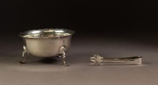 GEORGE VI SILVER SUGAR BOWL, with cyma border and scroll supports, 1 ¾? (4.4cm) high, 3 ¼? (8.2cm)