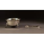 GEORGE VI SILVER SUGAR BOWL, with cyma border and scroll supports, 1 ¾? (4.4cm) high, 3 ¼? (8.2cm)