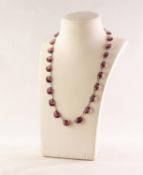 SILVER COLOURED METAL 23 STONE AMETHYST SET NECKLACE